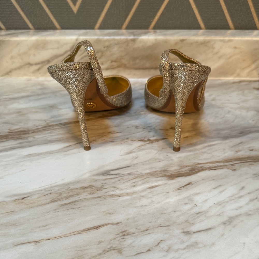 Michael Kors Gold Glitter Heels - Picture 5 of 7